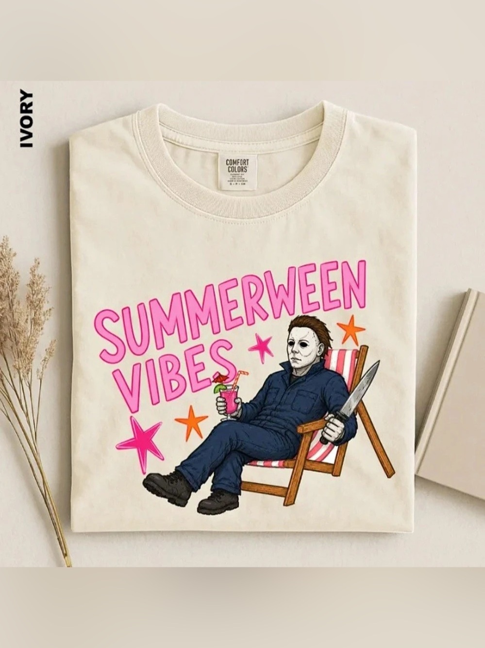 Summerween Vibes Shirt, Michael Myers Summer Shirt, Comfort Colors Halloween Tee